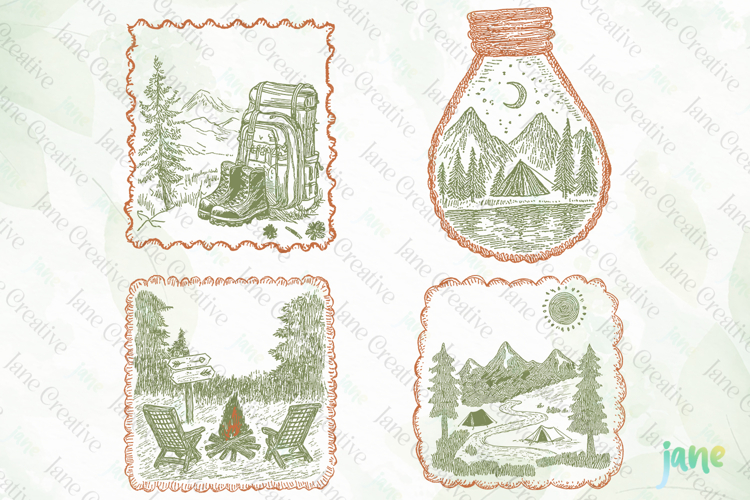 Adventure Camping Frame SVG PNG