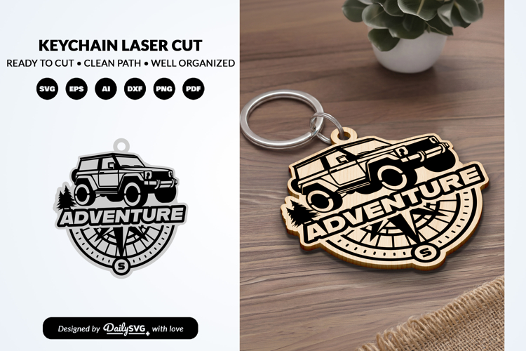 Adventure Compass Keychain Laser Cut SVG