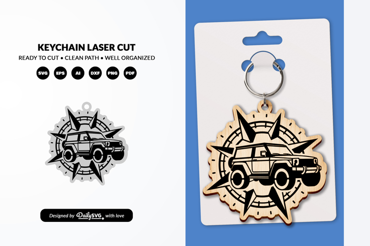 Adventure Compass Keychain Laser Cut SVG
