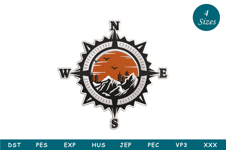 Adventure Compass Embroidery Design