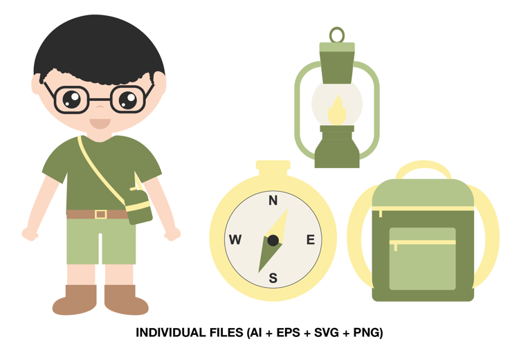 Adventure Kids Clipart, Explorer Boy Printable Graphics