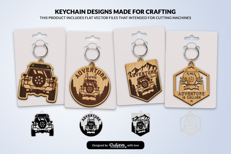 Adventure Off Road Car Keychain Laser Cut SVG