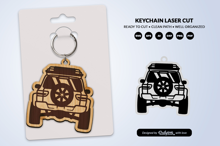 Adventure Off Road Car Keychain Laser Cut SVG