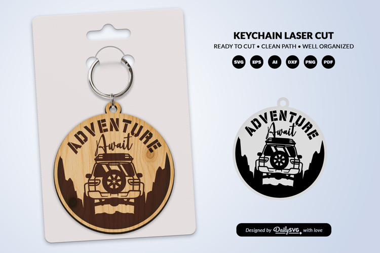 Adventure Off Road Car Keychain Laser Cut SVG
