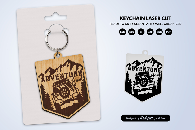 Adventure Off Road Car Keychain Laser Cut SVG