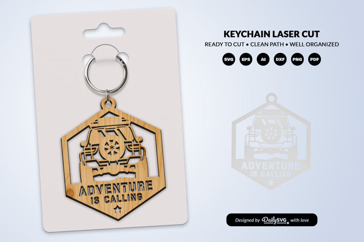Adventure Off Road Car Keychain Laser Cut SVG