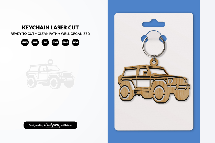 Adventure Off Road Car Keychain Laser Cut SVG