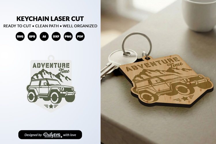 Adventure Off Road Car Keychain Laser Cut SVG