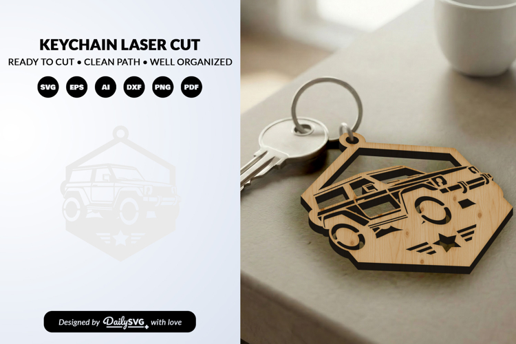 Adventure Off Road Car Keychain Laser Cut SVG