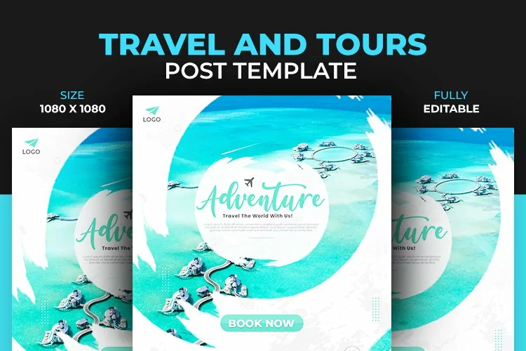 Adventure Travel and Tours Dream Vacation Social Media Post