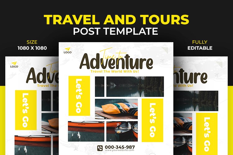Adventure Travel Tour Dream Destination Post Design Template example image 1