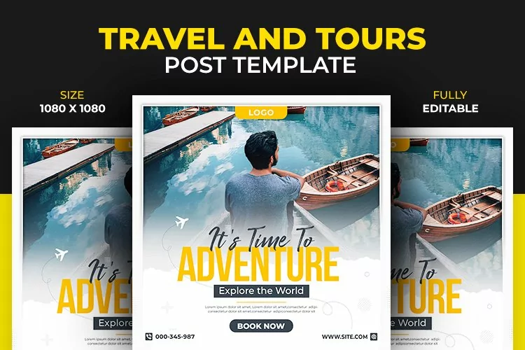 Adventure Travel Vacation and Tours Social Media Template