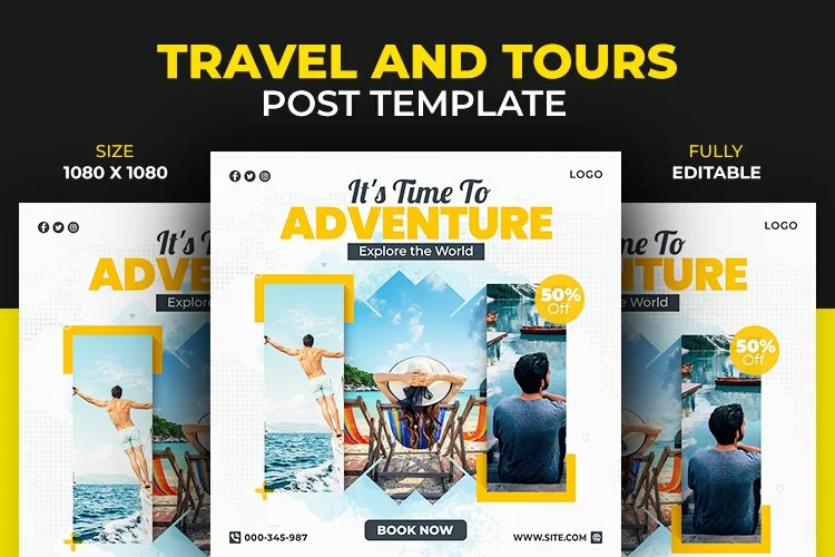 Adventure World Travel and Tours Instagram Post Template
