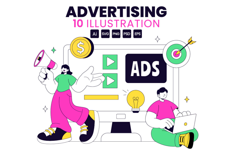 10 Advertising Vector Illustration