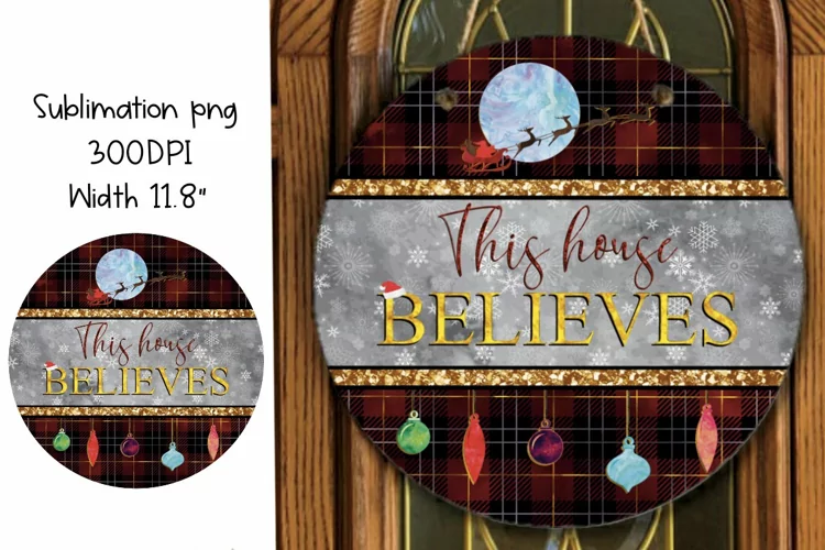Believe in Christmas Round Sign Sublimation Design