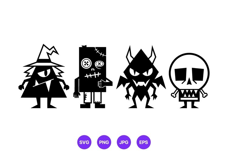 Creepy Cute Halloween Monster Character Illustrations example image 1