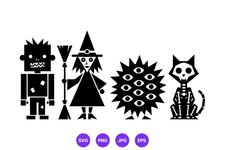 Creepy Cute Halloween Character Line Art example image 1