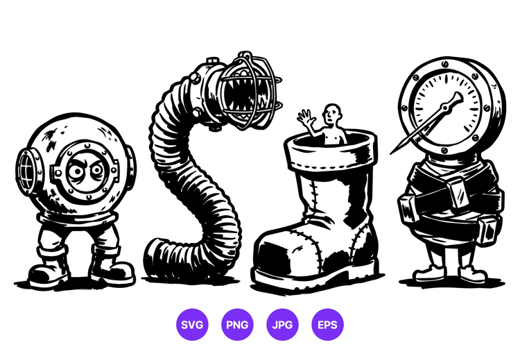 Creepy Cute Underwater Monster Character Illustrations