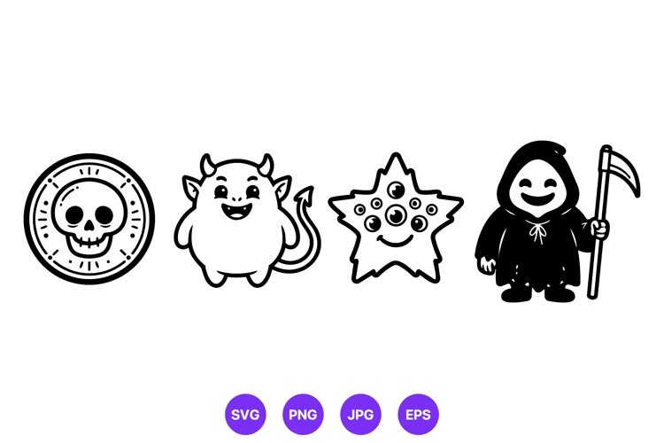 Cute Spooky Halloween Monster Character Illustrations example image 1