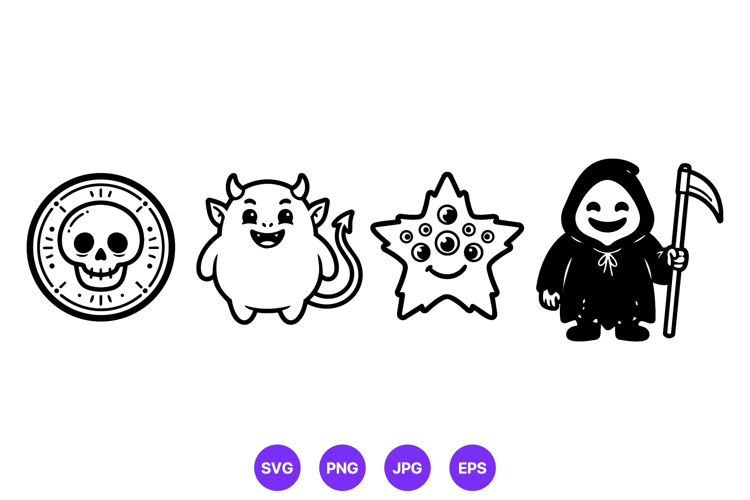 Cute Spooky Halloween Monster Character Illustrations
