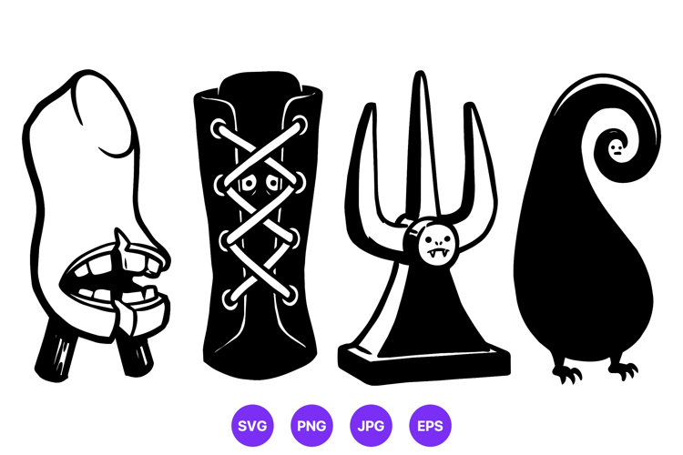 Black And White Spooky Cute Monster Character Art