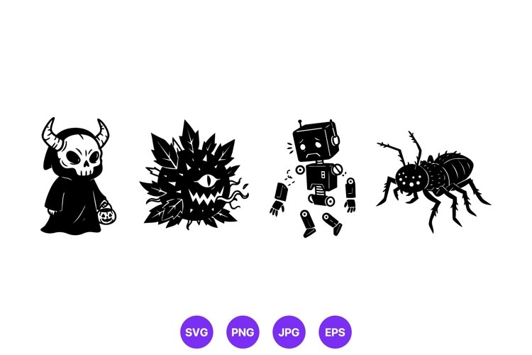 Creepy Cute Halloween Monster Character Illustrations example image 1