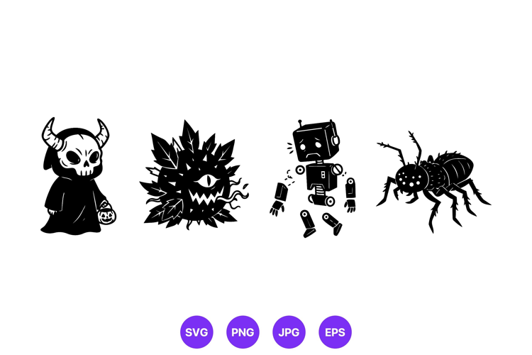 Creepy Cute Halloween Monster Character Illustrations