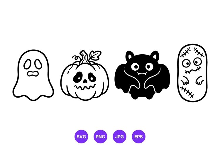 Creepy Cute Halloween Character Line Art example image 1
