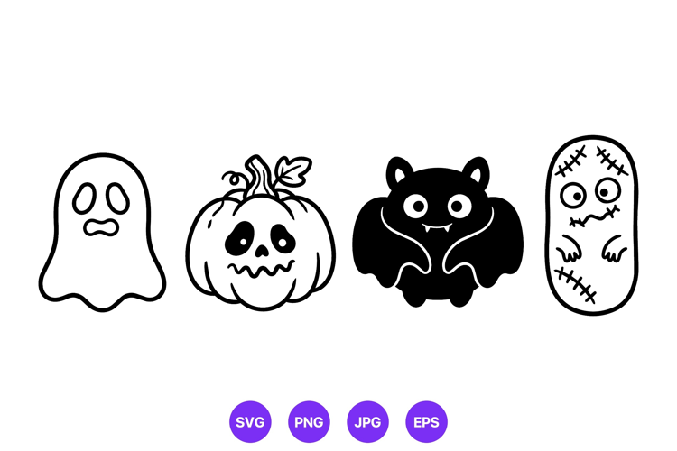 Creepy Cute Halloween Character Line Art