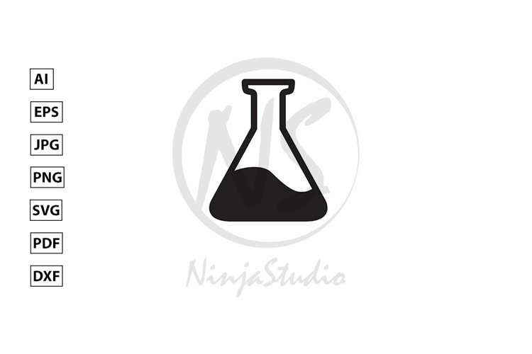 Test Tube Icon In Flat Style Vector example image 1