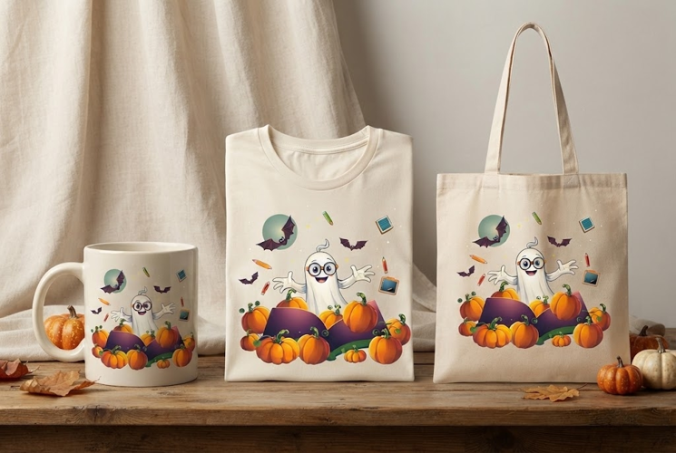 Cute Ghost Halloween PNG | Pumpkin School Clipart