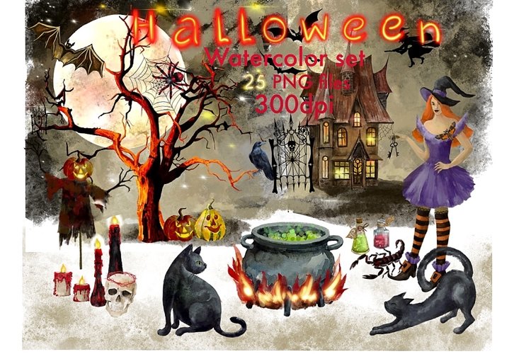Download Magic Clipart Watercolor Witch Halloween Mystical Clip Art 927457 Illustrations Design Bundles