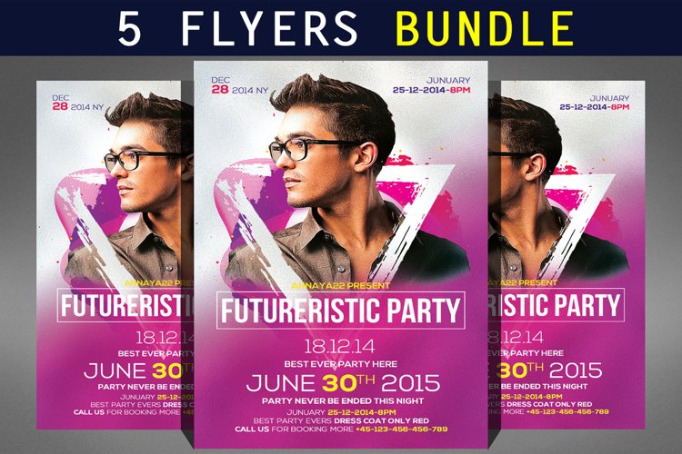 Futuristic Party Flyer Bundle example image 1