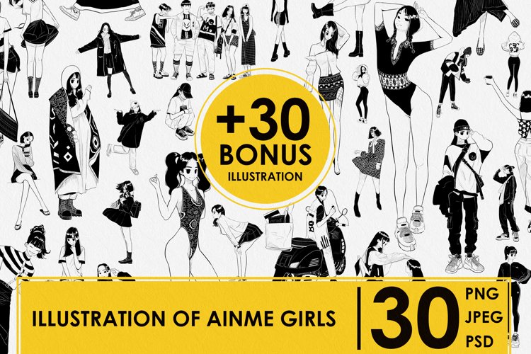 BONUS. ILLUSTRATION 30. ANIME GIRLS. MANGA GIRLS. DIGITAL example image 1