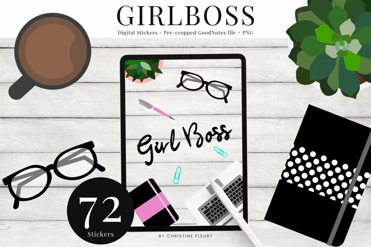 Girlboss Pre-Cropped Digital Stickers for GoodNotes
