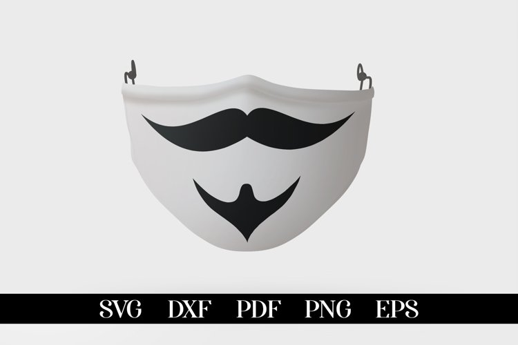 Funny Face Mask SVG, Moustache Face Mask, Face Mask SVG example image 1