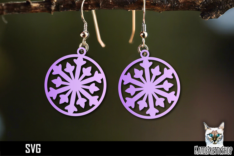 Snowflake earrings laser cut, laser cutting earring svg