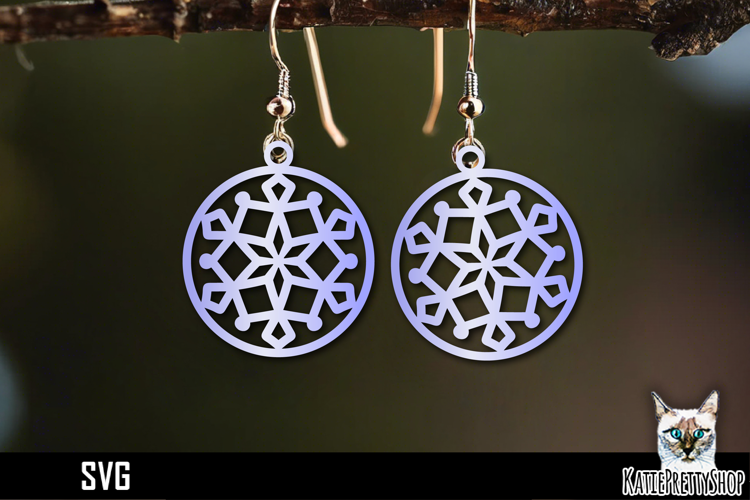 Snowflake earrings laser cut, laser cutting earring svg