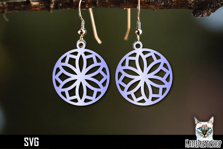 Snowflake earrings laser cut, laser cutting earring svg example image 1