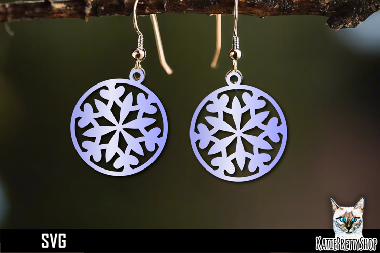 Snowflake earrings laser cut, laser cutting earring svg
