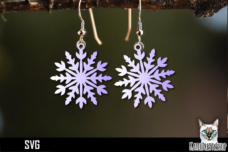 Snowflake earrings laser cut, laser cutting earring svg
