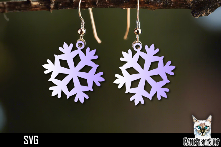 Snowflake earrings laser cut, laser cutting earring svg