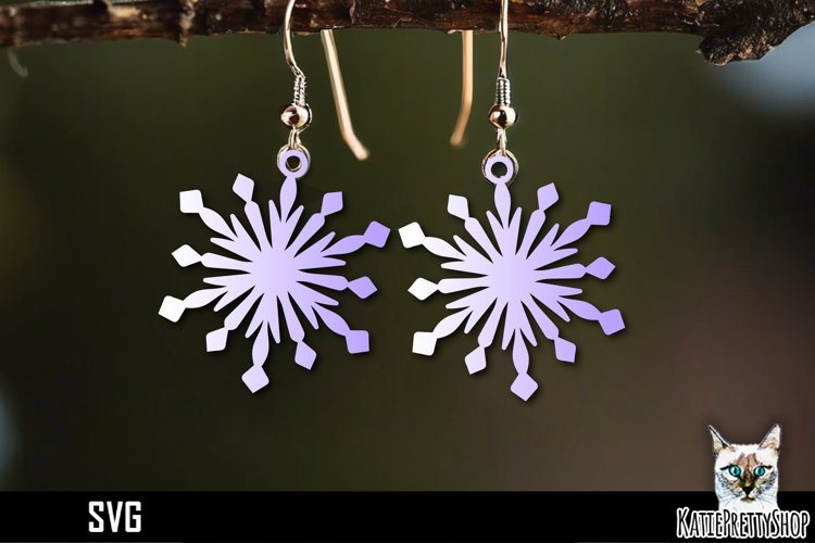 Snowflake earrings laser cut, laser cutting earring svg
