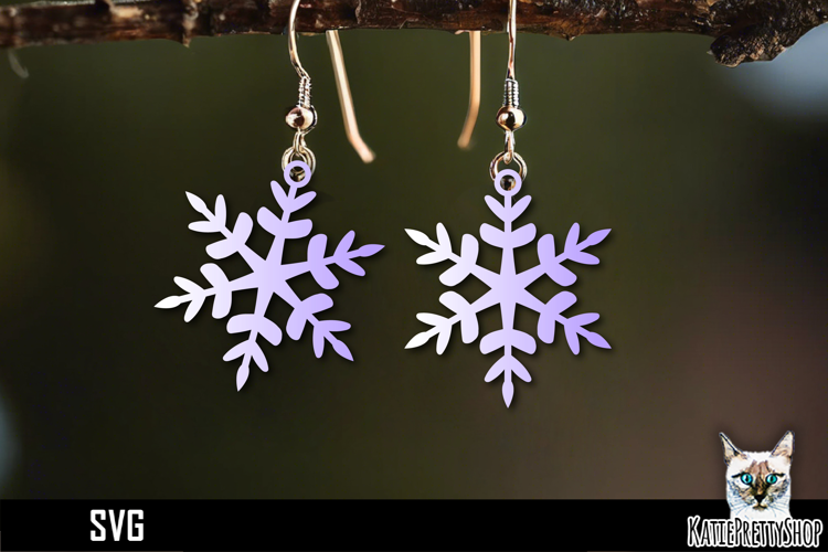 Snowflake earrings laser cut, laser cutting earring svg