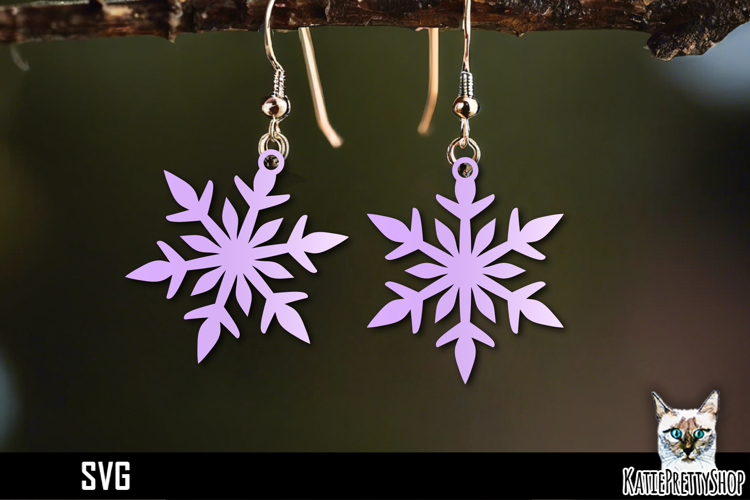 Snowflake earrings laser cut, laser cutting earring svg