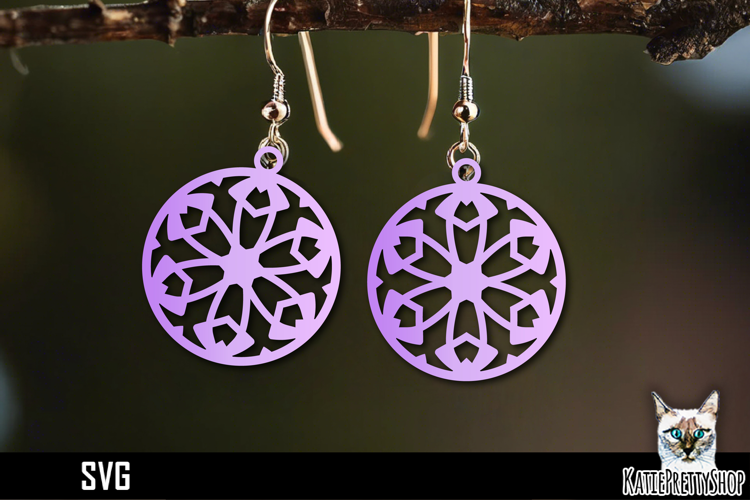 Snowflake earrings laser cut, laser cutting earring svg