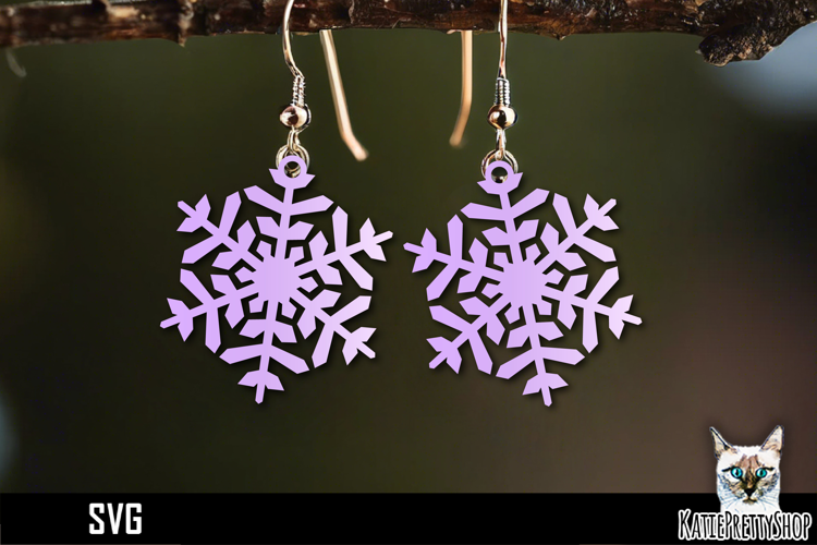 Snowflake earrings laser cut, laser cutting earring svg