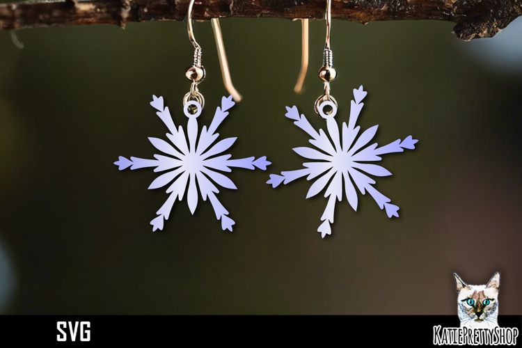 Snowflake earrings laser cut, laser cutting earring svg