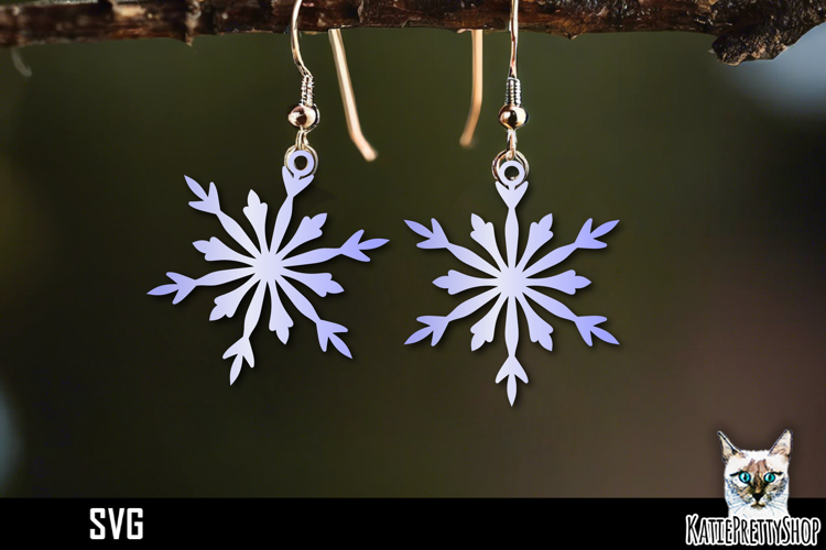 Snowflake earrings laser cut, laser cutting earring svg
