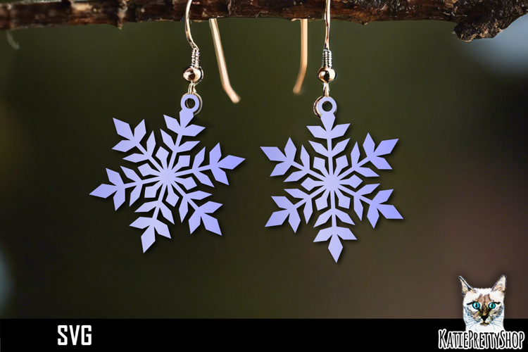 Snowflake earrings laser cut, laser cutting earring svg
